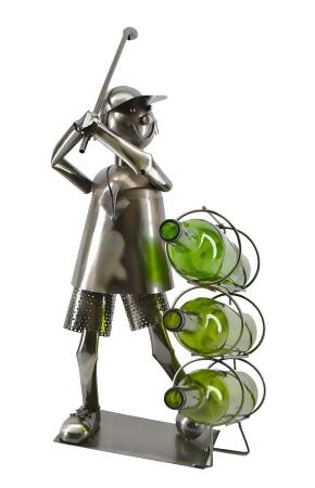 Three Star Import & Export ZB2120 24 x 12 x 6 in. Golfer Wine 3-Bottle Holder 