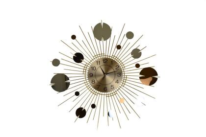 Three Star Import & Export YC1160 27 in. Round Gold Wall Clock with Copper & Silver Circles 