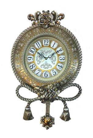 Three Star Import & Export ZP905 25 x 16 x 4 in. Gold & Silver Wall Clock with Ropes & Tassels 