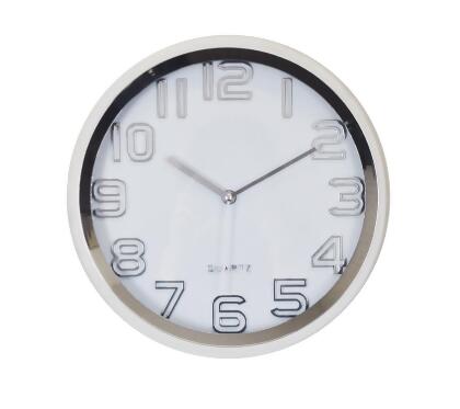 Three Star XK508 12 in. Round Silver Finish Wall Clock 