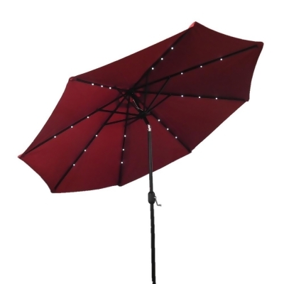 Hiland MK-UMB-R AZ Patio Heaters Solar Market Umbrella with LED Lights in Red 