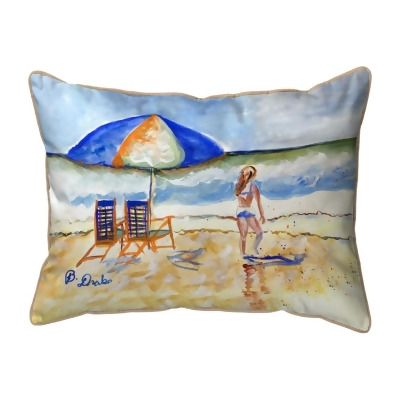 Betsy Drake Interiors HJ1421 16 x 20 in. Beach Chairs & Girl Large Indoor & Outdoor Pillow 