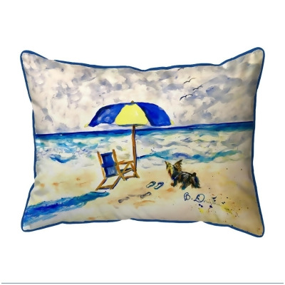 Betsy Drake Interiors SN1442 11 x 14 in. Beach Chair & Yorkie Small Indoor & Outdoor Pillow 