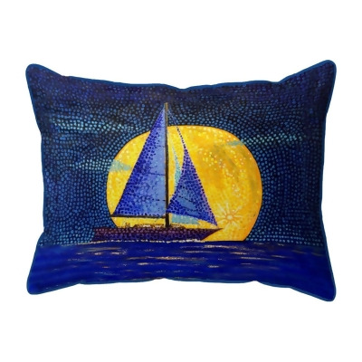 Betsy Drake Interiors SN1434 11 x 14 in. Moonrise Sailboat Small Indoor & Outdoor Pillow 