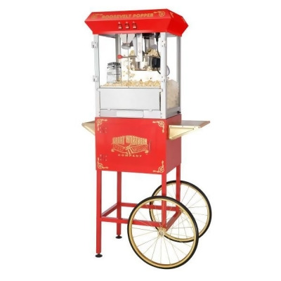 Great Northern Popcorn 83-DT6088 Roosevelt Popcorn Machine with Cart and 8 Ounce Kettle - Red 