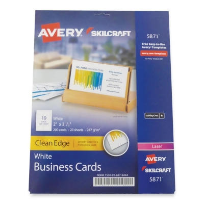NSN6878444 3.5 x 2 in. Clean Edge Laser Business Card White 