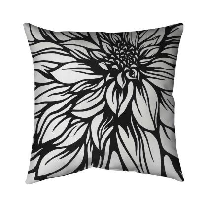 Begin Home Decor 5543 2626 FL122 26 x 26 in. Dahlia Flower Outline Style Double Sided Print Indoor Pillow Cover