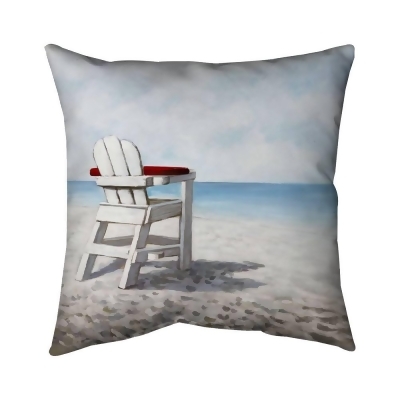 Begin Home Decor 5543-1616-CO25 16 x 16 in. White Beach Chair-Double Sided Print Indoor Pillow Cover 