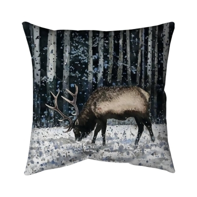 Begin Home Decor 5543-2020-AN489 20 x 20 in. Caribou in the Winter Forest-Double Sided Print Indoor Pillow Cover 