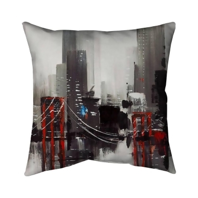 Begin Home Decor 5543-1616-CO10 16 x 16 in. Abstract Grey City with A Bridge-Double Sided Print Indoor Pillow Cover 