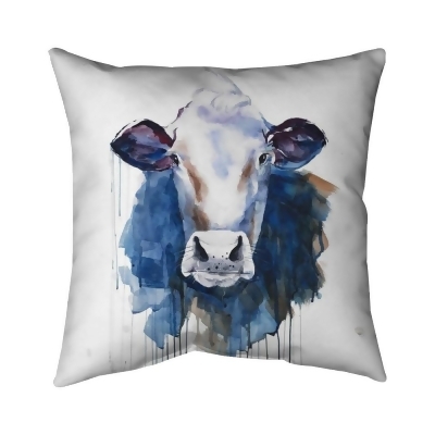 Begin Home Decor 5542-1616-AN370 16 x 16 in. Watercolor Cow-Double Sided Print Outdoor Pillow Cover 