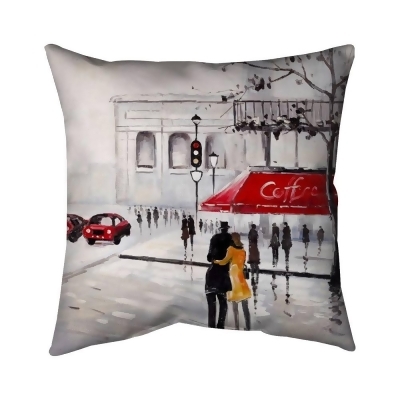 Begin Home Decor 5541-1818-CI202 18 x 18 in. Couple Walking Near A Coffee Shop-Double Sided Print Indoor Pillow 