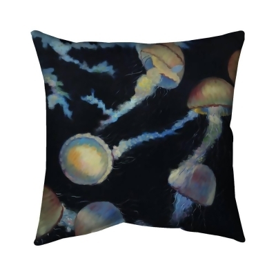 Begin Home Decor 5541-1818-AN433 18 x 18 in. Colorful Jellyfishes in the Dark-Double Sided Print Indoor Pillow 