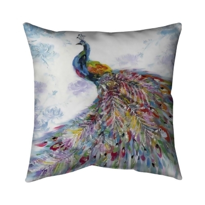 Begin Home Decor 5542-2020-AN17 20 x 20 in. Majestic Peacock with Flowers-Double Sided Print Outdoor Pillow Cover 