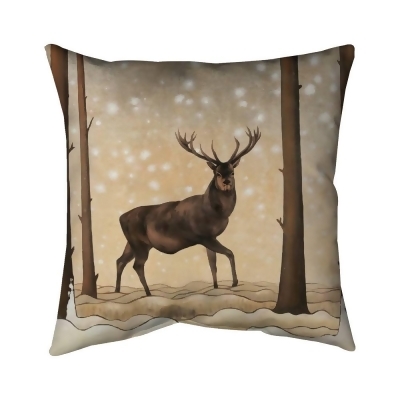 Begin Home Decor 5543-1818-AN285 18 x 18 in. Roe Deer In A Winter Landscape-Double Sided Print Indoor Pillow Cover 