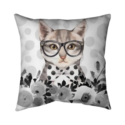 Begin Home Decor 5542-1818-CH4 18 x 18 in. Geek Cat-Double Sided Print Outdoor Pillow Cover 