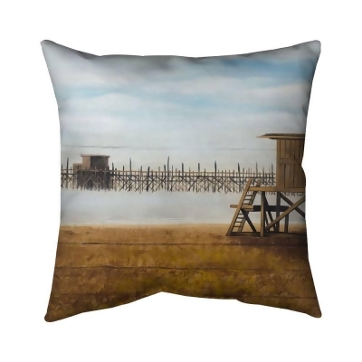 Begin Home Decor 5541-2020-CO29 20 x 20 in. Lifeguard Tower At The Beach-Double Sided Print Indoor Pillow 