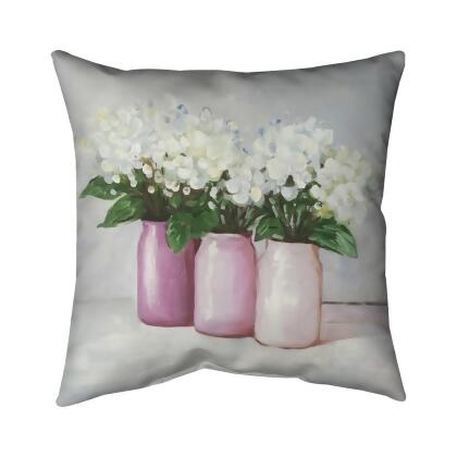 Begin Home Decor 5541-1818-FL116 18 x 18 in. Hydrangea Flowers In Pink Vases-Double Sided Print Indoor Pillow 