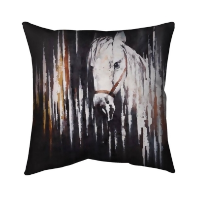 Begin Home Decor 5541-1818-AN103 18 x 18 in. White Horse in the Dark-Double Sided Print Indoor Pillow 