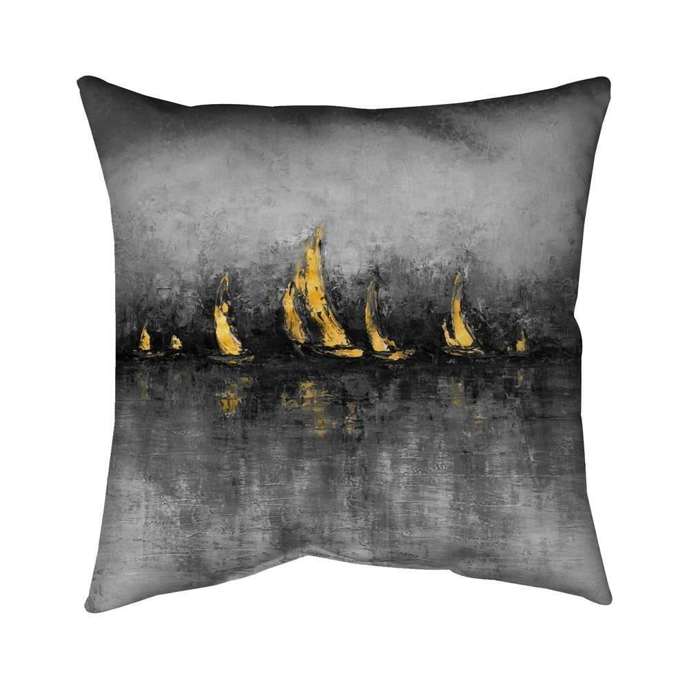 Begin Home Decor 5543-2020-CO159-1 20 x 20 in. Gold Sailboats-Double Sided Print Indoor Pillow Cover