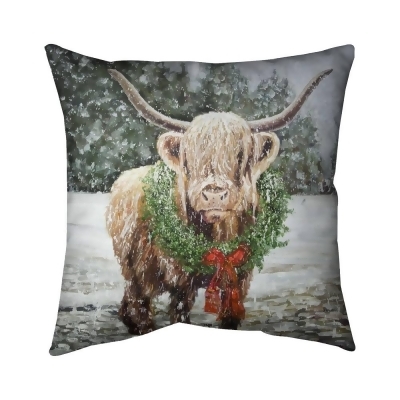 Begin Home Decor 5542-1818-HO23 18 x 18 in. Highland Christmas Cow-Double Sided Print Outdoor Pillow Cover 