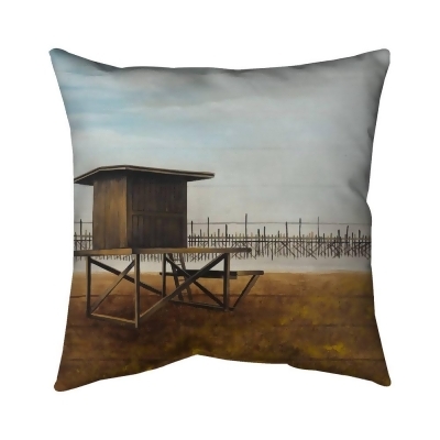 Begin Home Decor 5541-2020-CO28 20 x 20 in. Newport Beach Lifeguard Tower-Double Sided Print Indoor Pillow 