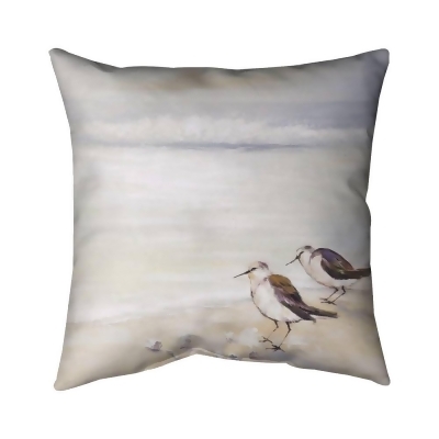 Begin Home Decor 5541-1818-AN97 18 x 18 in. Two Sandpipers on the Beach-Double Sided Print Indoor Pillow 