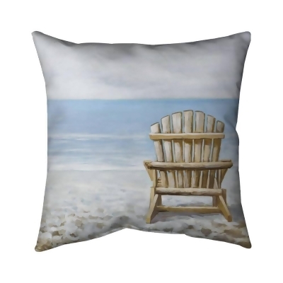 Begin Home Decor 5543-1818-CO26 18 x 18 in. Wood Beach Chair-Double Sided Print Indoor Pillow Cover 