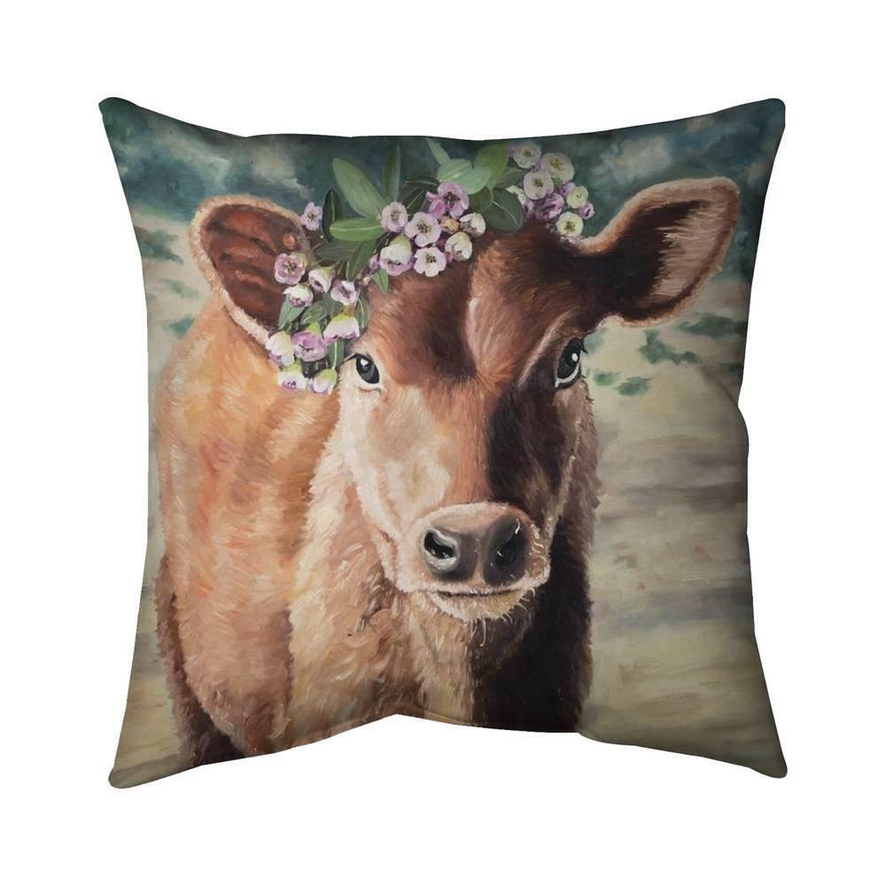Begin Home Decor 5542-1818-AN512 18 x 18 in. Cute Jersey Cow-Double Sided Print Outdoor Pillow Cover