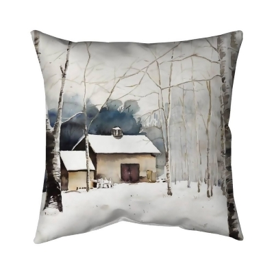 Begin Home Decor 5542-1818-LA150 18 x 18 in. Small Winter Barn-Double Sided Print Outdoor Pillow Cover 