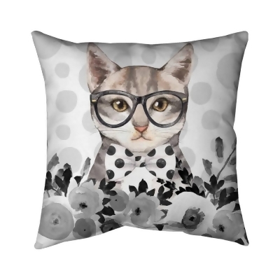 Begin Home Decor 5542-1616-CH4 16 x 16 in. Geek Cat-Double Sided Print Outdoor Pillow Cover 