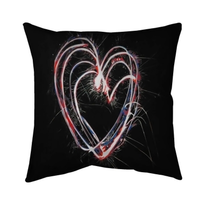 Begin Home Decor 5543-1616-MI107-1 16 x 16 in. Red & Blue Fireworks Heart-Double Sided Print Indoor Pillow Cover 