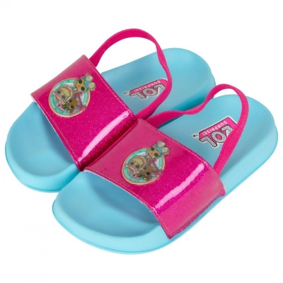 Lol Dolls 860249-size12 Lol Surprise Dolls Aqua Girls Slide Sandals - Blue & Pink - Size 12 