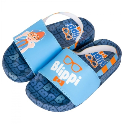 Blippi 860307-size6 Blippi Stripes Toddler Boys Slippers Slides Flip Flops - Blue - Size 6 