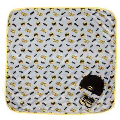 Batman 850106 35 x 35 in. Batman Symbol Plush Infant Blanket with Cap & Booties 