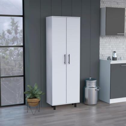 Depot E-Shop DE-ABM8992 11 x 8 in. Kenner Multipurpose Storage Cabinet with 5-Tier Shelf, White & Macadamia 