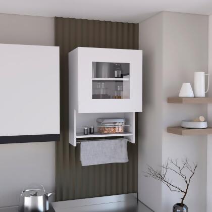 Depot E-Shop DE-MLB8981 11 x 7 in. Dryden Tall Narrow Storage Cabinet with 5-Tier Shelf & Broom Hangers, White 
