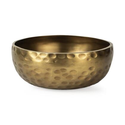 HomeRoots 392171 Antiqued Gold Hammered Artisan Low Bowl 