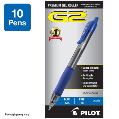 Pilot PIL18259 G2 Fine Gel Pen, Black & Blue - Pack of 10 