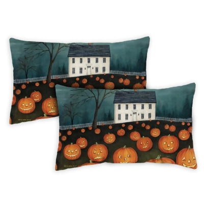 Toland Home Garden 771311 12 x 19 in. Pumpkin Hollow House Indoor & Outdoor Pillow Case - Set of 2 