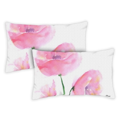 Toland Home Garden 771315 19 x 12 in. Pink Poppies Indoor & Outdoor Pillow Cases, Set of 2 