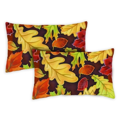 Toland Home Garden 771246 12 x 19 in. Leafy Leaves Indoor & Outdoor Pillow Case - Set of 2 