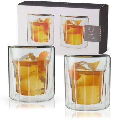 Viski 10995 10.5 oz Double Walled Rocks Glasses 