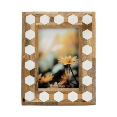 Sagebrook Home 17915-01 4 x 6 in. Wood & Resin Hexagon Frame, White 