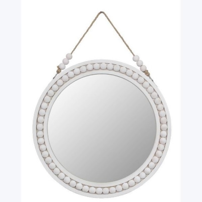 Youngs 12168 12 Round Mirror with Beaded Wood Frame Rope 