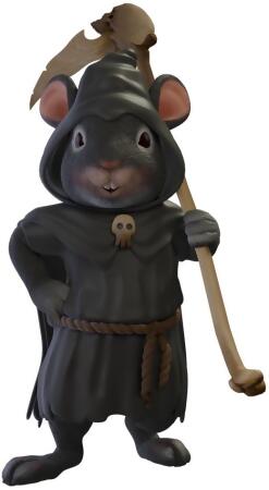 Queens of Christmas HWN-MOUSE-REAPER-03 3 ft. Grimm Reaper Mouse Sculpture 