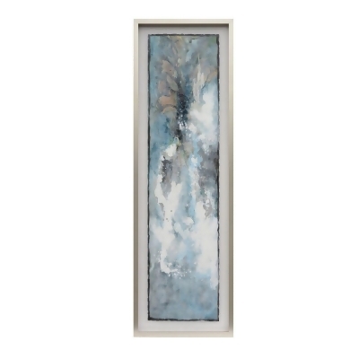 Benjara BM283776 21 x 66 in. Abstract Painting Rectangular Canvas Wall Art, Blue, White & Gray 