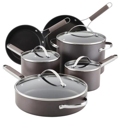 Ayesha Curry 80291 Hard Anodized Collection Nonstick Cookware Pots & Pans Set, Charcoal - 10 Piece 