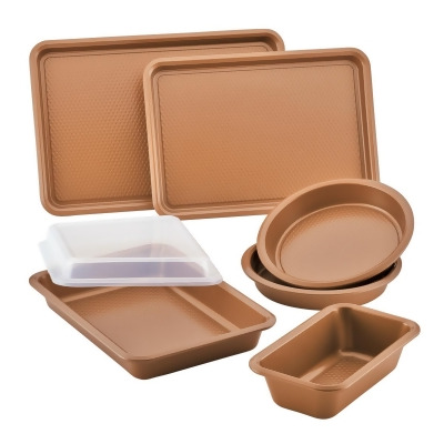 Ayesha Curry 48475 Bakeware Nonstick Cookie Loaf & Cake Pan Set, Copper - 7 Piece 