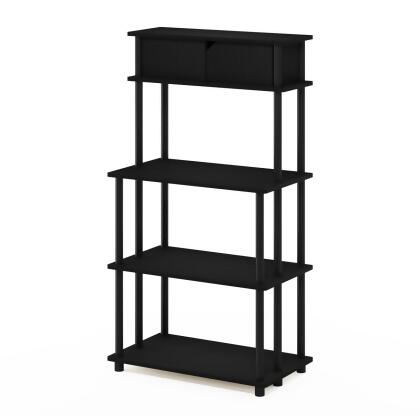 Furinno 21029AMBK Turn-N-Tube Toolless Storage Shelf with Top Cabinet, Americano & Black 
